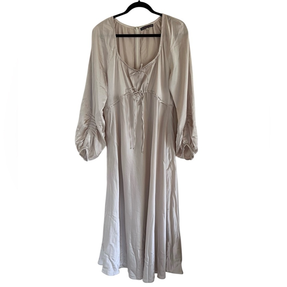 AlexaChung Phoenix Champagne Satin Empire Midi Dress US 6
